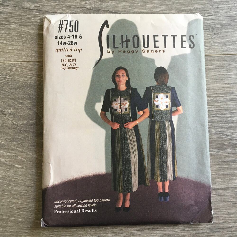 Silhouettes Sewing Pattern 750 Quilted Top Jacket Cottage Plus Size 14W-28WUNCUT
